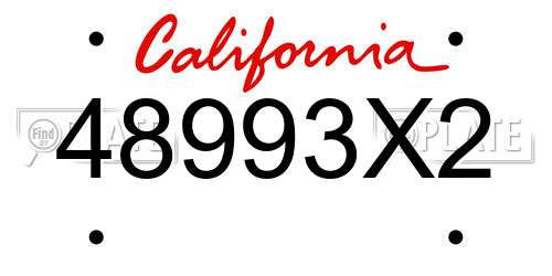 48993X2 California License Plate