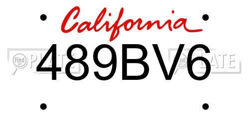 489BV6 California License Plate