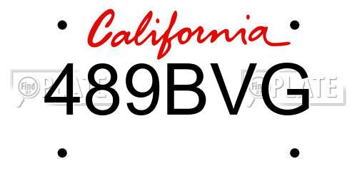 489BVG California License Plate
