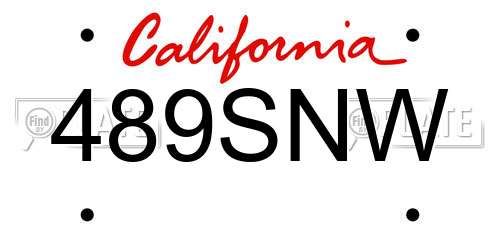 489SNW California License Plate