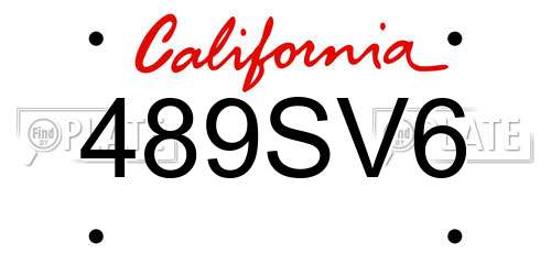 489SV6 California License Plate
