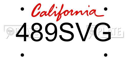 489SVG California License Plate