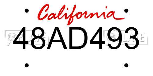 48AD493 California License Plate