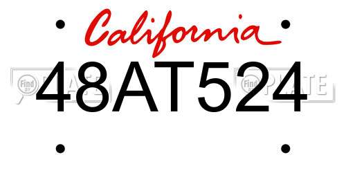 48AT524 California License Plate