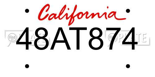48AT874 California License Plate