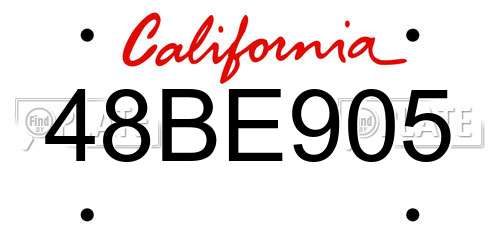 48BE905 California License Plate
