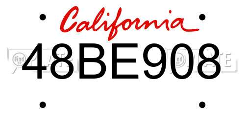 48BE908 California License Plate