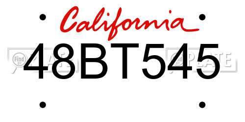 48BT545 California License Plate