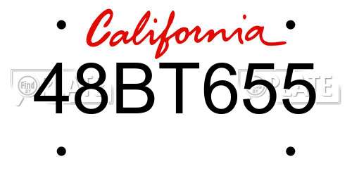 48BT655 California License Plate