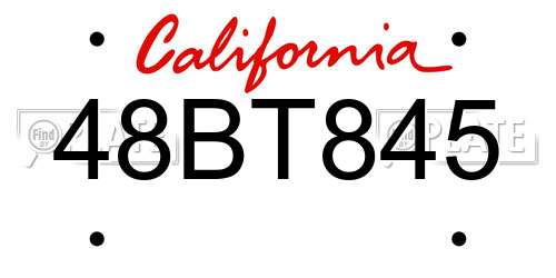 48BT845 California License Plate