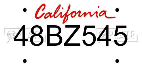 48BZ545 California License Plate