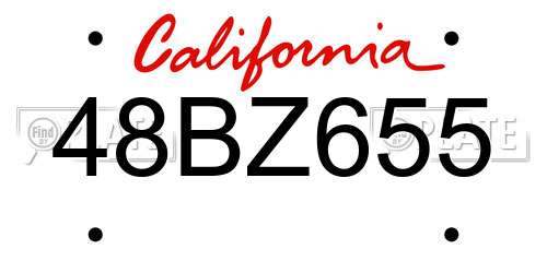 48BZ655 California License Plate