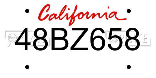 48BZ658 California License Plate
