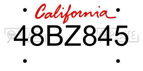 48BZ845 California License Plate