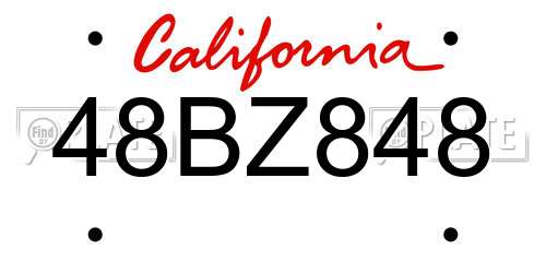 48BZ848 California License Plate