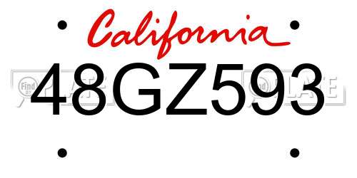 48GZ593 California License Plate