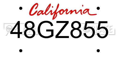 48GZ855 California License Plate