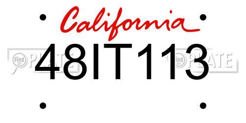 48IT113 California License Plate