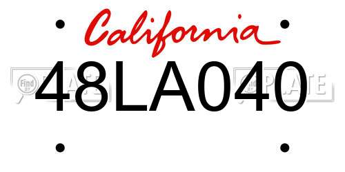 48LA040 California License Plate