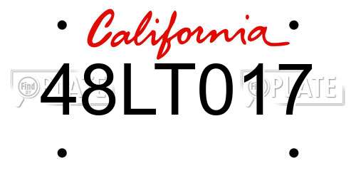 48LT017 California License Plate