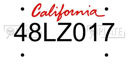 48LZ017 California License Plate