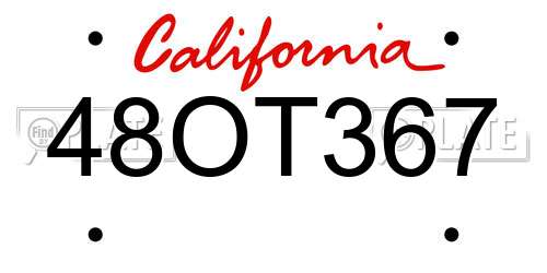 48OT367 California License Plate