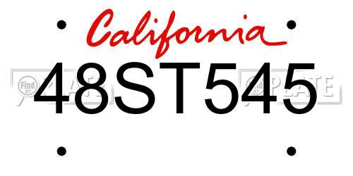48ST545 California License Plate