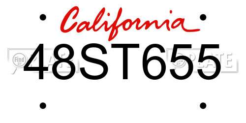 48ST655 California License Plate