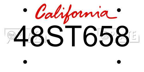 48ST658 California License Plate