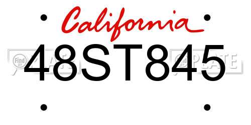 48ST845 California License Plate