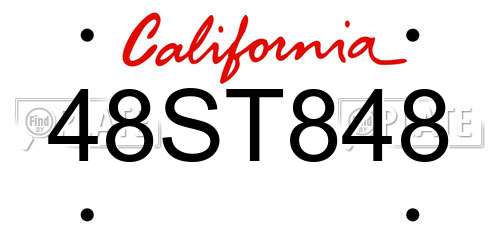 48ST848 California License Plate