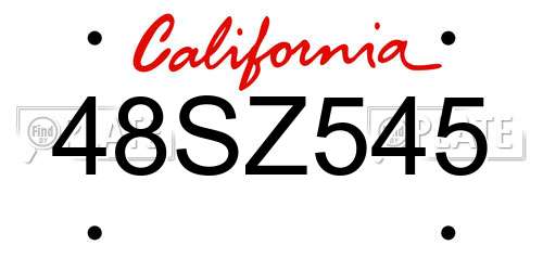 48SZ545 California License Plate