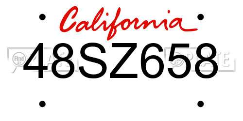 48SZ658 California License Plate