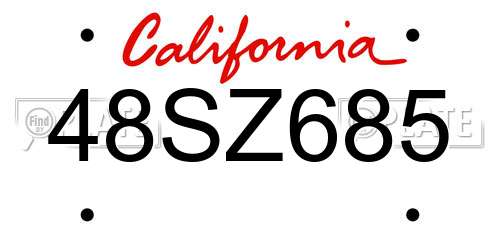 48SZ685 California License Plate