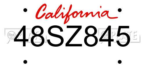 48SZ845 California License Plate