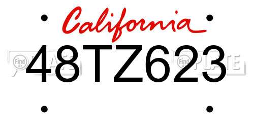 48TZ623 California License Plate