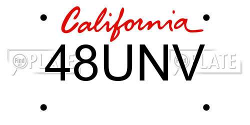 48UNV California License Plate