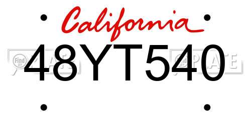 48YT540 California License Plate