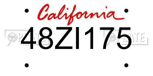 48ZI175 California License Plate