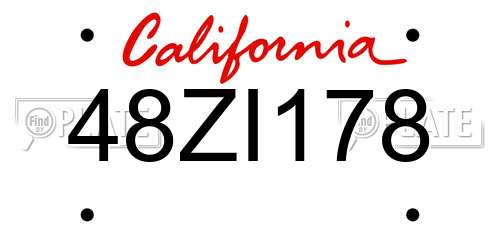 48ZI178 California License Plate