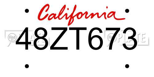 48ZT673 California License Plate