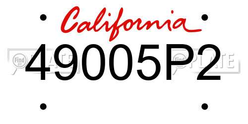49005P2 California License Plate