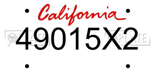 49015X2 California License Plate