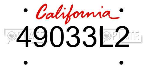 49033L2 California License Plate