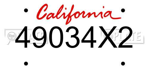 49034X2 California License Plate