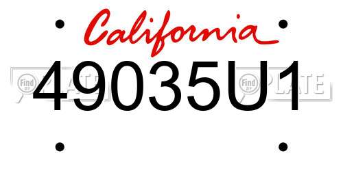 49035U1 California License Plate