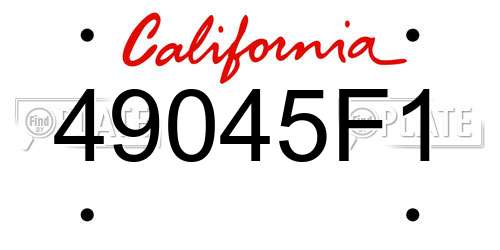 49045F1 California License Plate