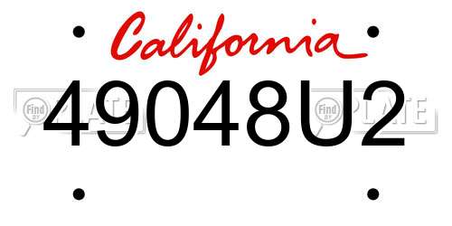 49048U2 California License Plate