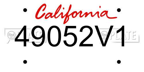 49052V1 California License Plate