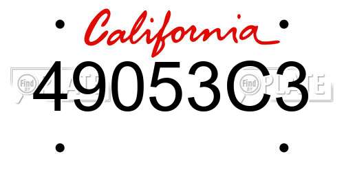49053C3 California License Plate